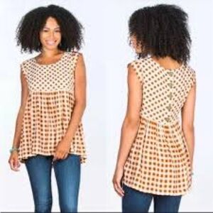 Matilda Jane Tan Polka Dot and Checkered Blouse